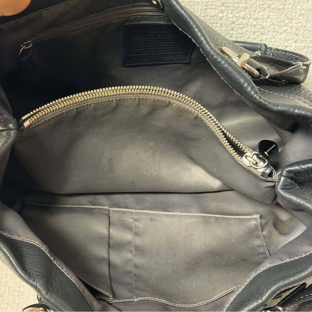 Coach Black Pebbled Leather Tote with Front Zip Pocket - Picture 9 of 9